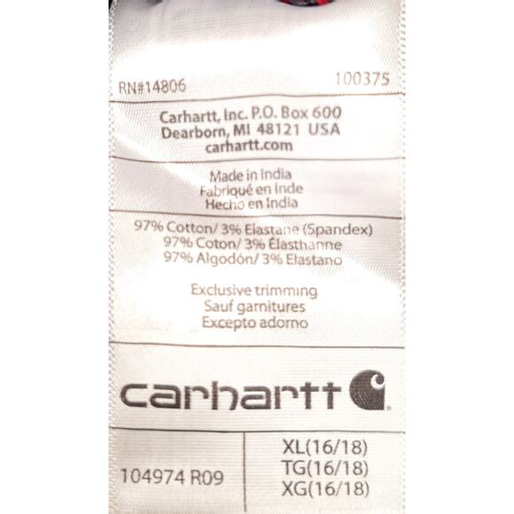 Carhartt Women XL Rugged Flex Fit Midweight Flannel Tunic Top Side Pockets Plaid - Picture 8 of 10